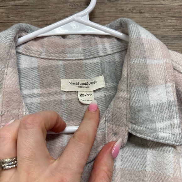 Beachlunchlounge Plaid Button-Up Shirt - Pink and Gray - Picture 2 of 4